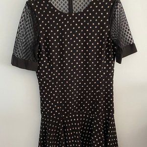 Rebecca Taylor Drop Waist Lace Sleeve Dress